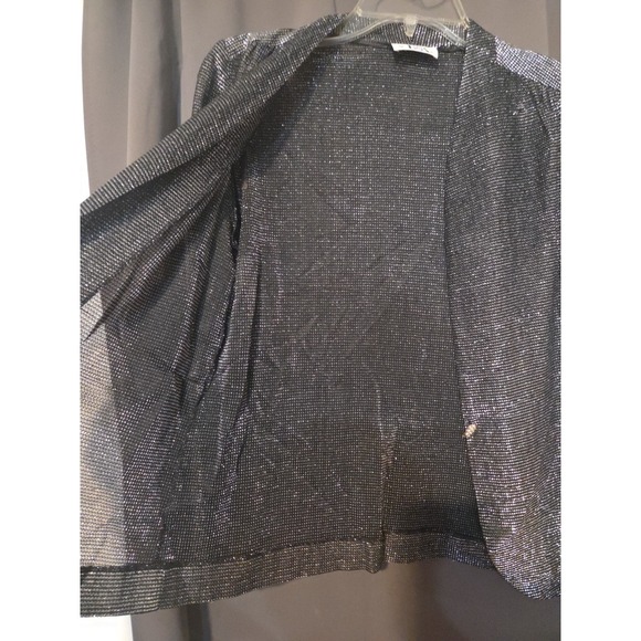 R&K Silver Metallic Sparkle Jacket, Women's Size 8 Petite, Formal Evening Blazer - Picture 6 of 8
